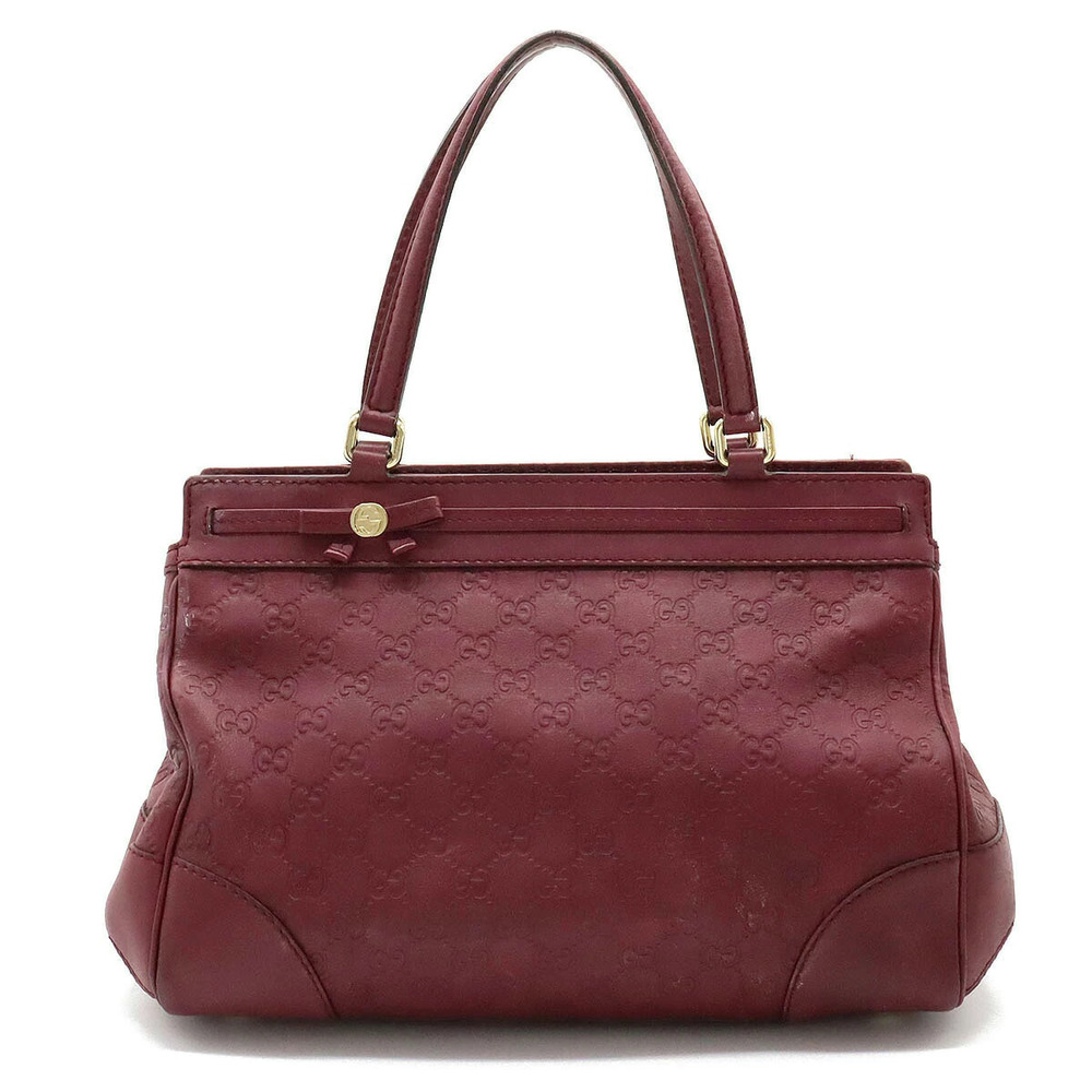 Gucci Guccissima Mayfair Tote Bag Shoulder Ribbon Leather Wine Red